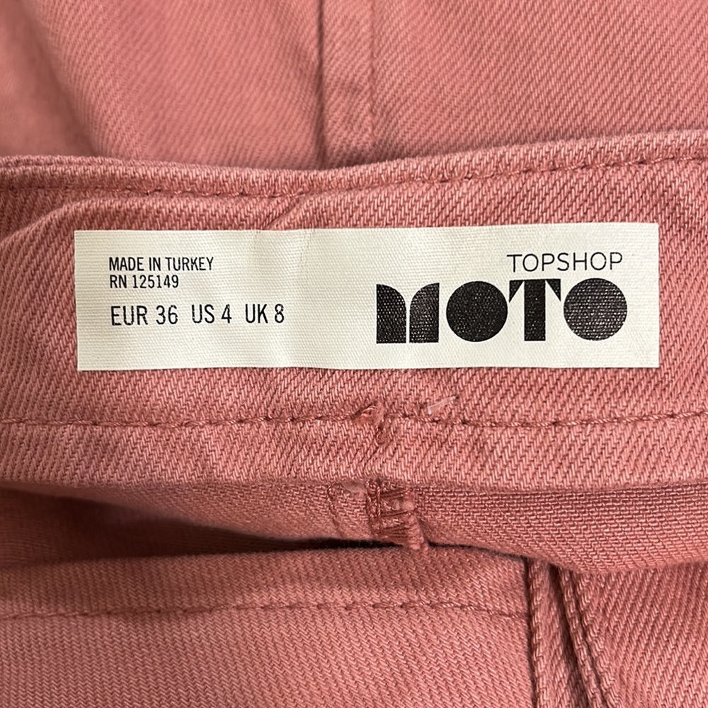 Topshop Moto Dusty Rose Asymmetrical Button Skirt With Pockets - Picture 6 of 8